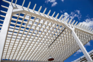 White patio cover sky