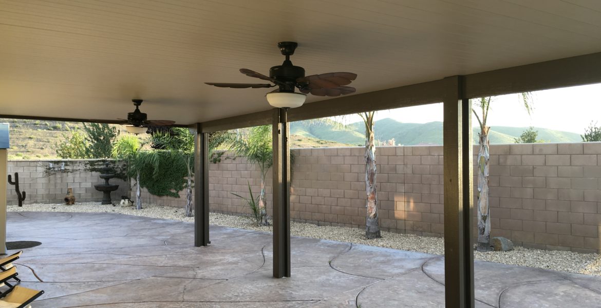 Solid Patio Cover Brick Wall Two Ceilings