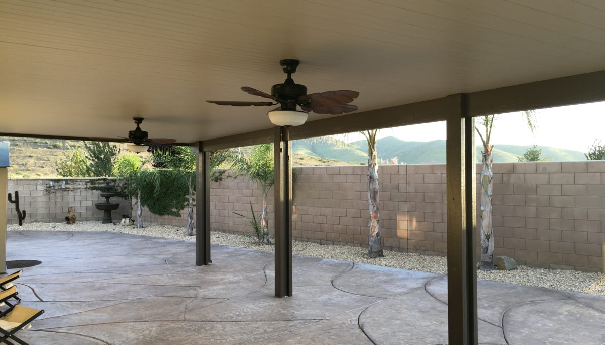 Solid Patio Cover Brick Wall Two Ceilings