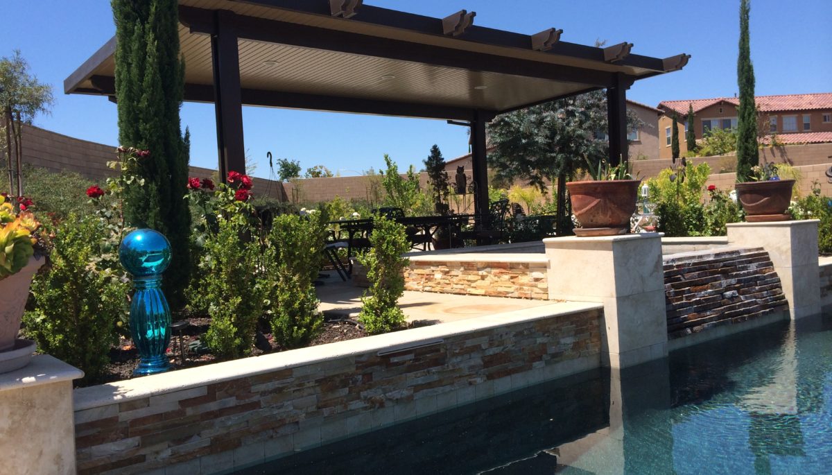 Freestanding Patio Cover by Pool