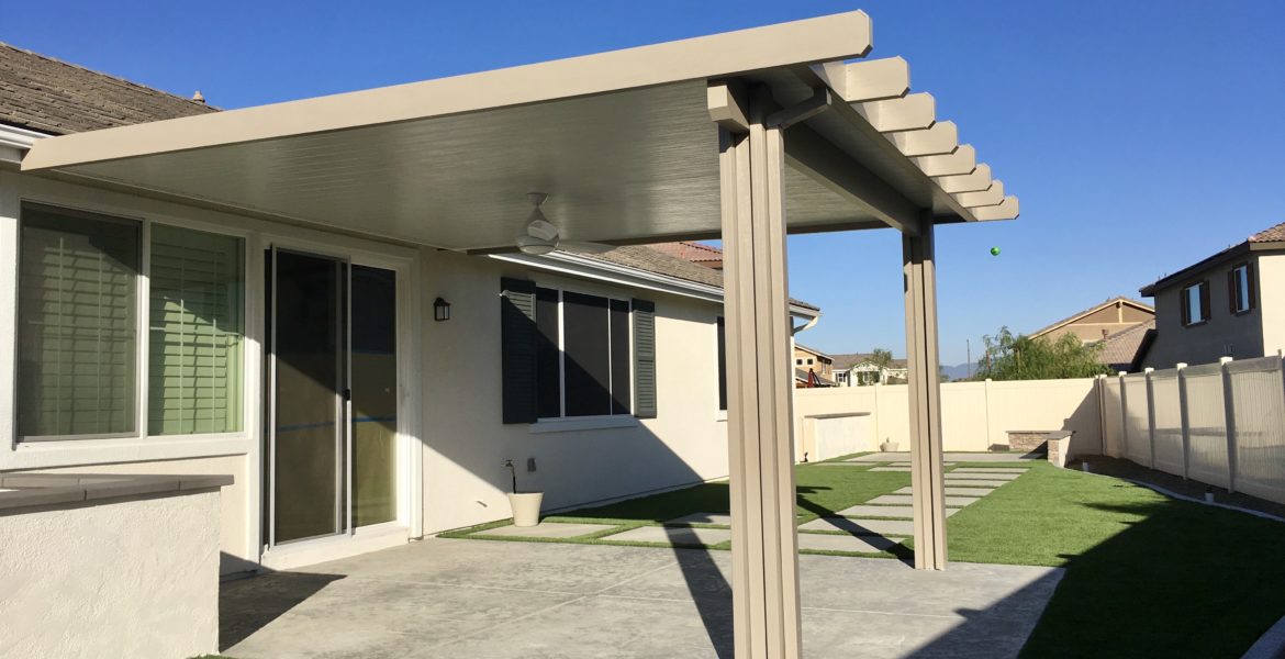 Solid Beige Patio Cover One Light FIxture