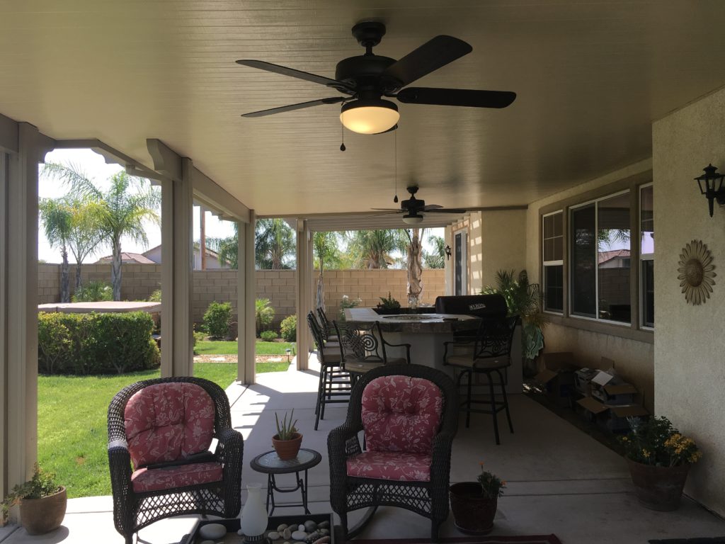 Under Combo Patio Cover Red Chairs Outside Bar