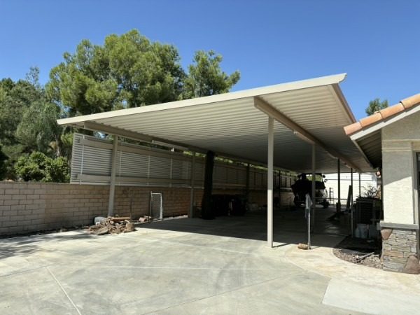 Solid aluminum RV cover installed in Riverside, CA by Elite Patios